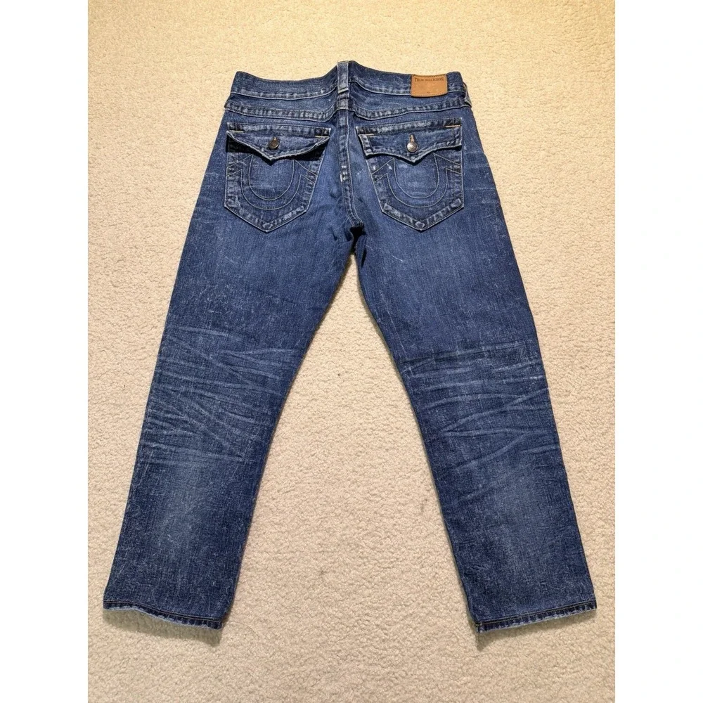 True Religion Geno Relaxed Slim Jeans Men's 34 USA Flap Pocket Medium Wash